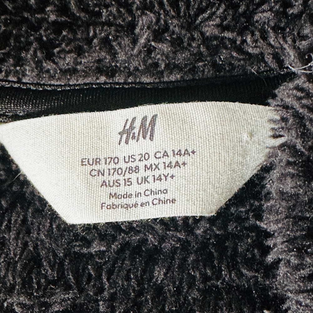 H & M Garfield Hoodie Plush Youth Large Black Full Zip US 20 - Picture 4 of 8